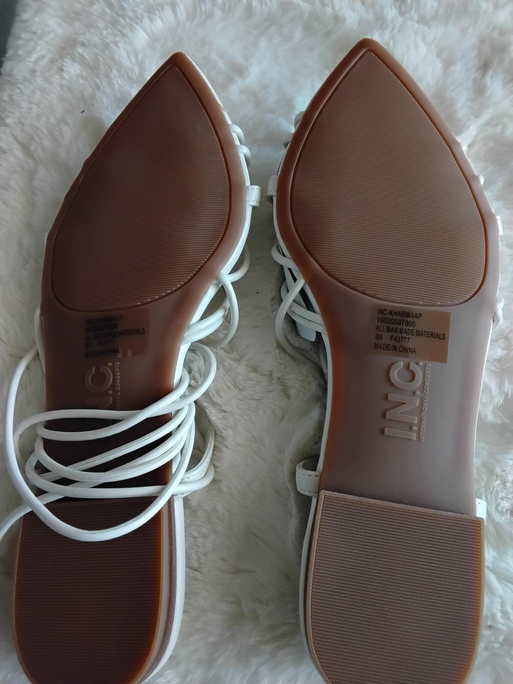 INC International Concepts White Lace-Up Pointed Toe Sandals - Picture 4 of 4